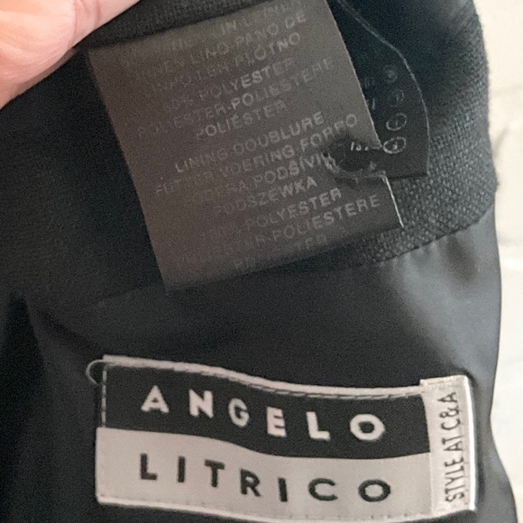 Vintage Men’s blazer overcoat Linen blend Button down Angelico Litrico Black 46L - Picture 10 of 15